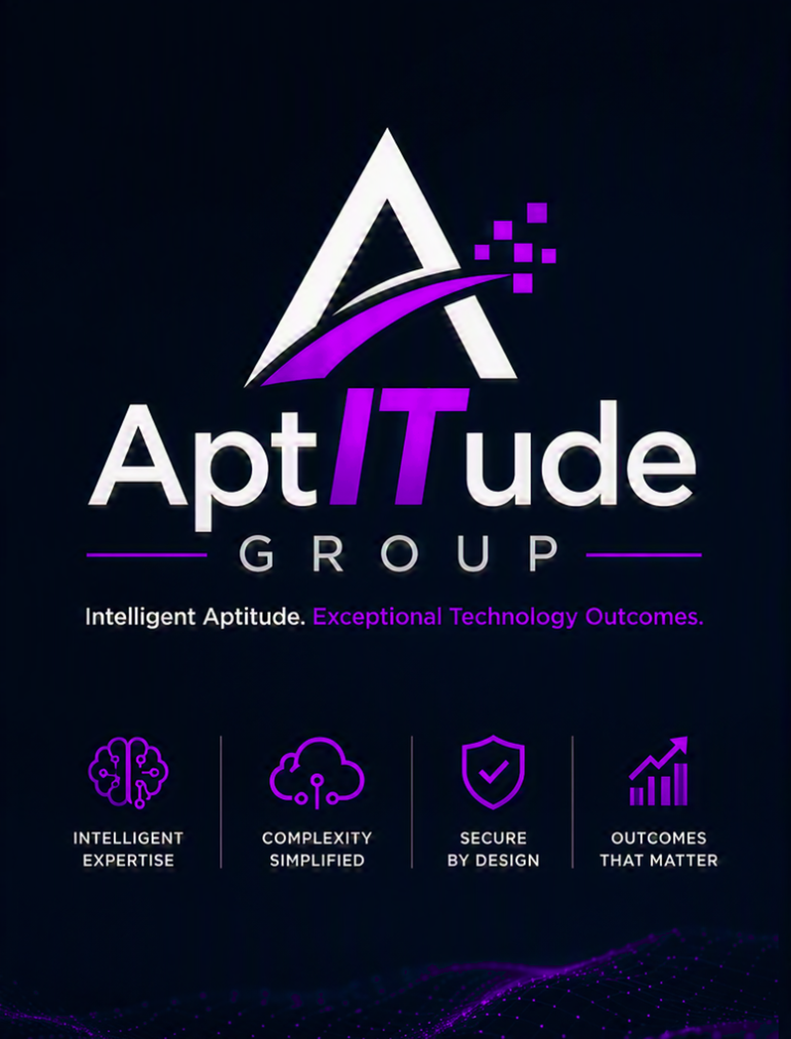 AptITude Group white logo on dark background